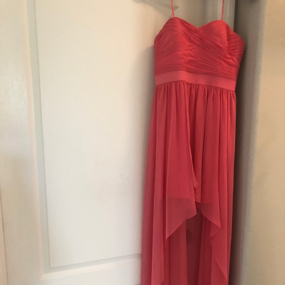High/low coral pink formal dress, worn once!